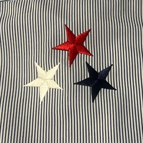 VTG PTNY Women’s size Large Button Down Long Sleeve Blue & White Striped Stars - Picture 10 of 11